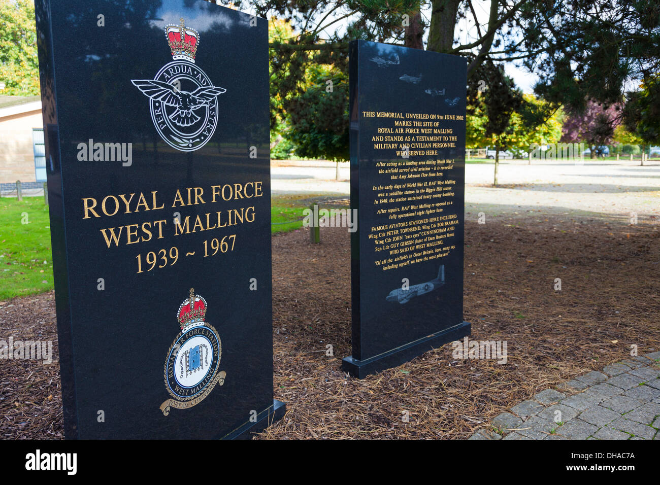 Commemoration stones, RAF West Malling, 1939-1967, West Malling, Kent, UK Stock Photo
