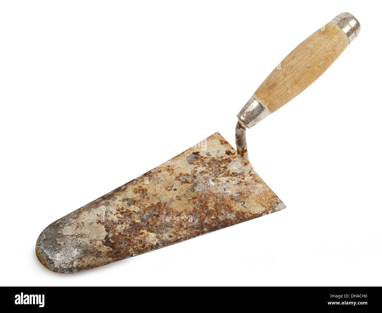 used dirty trowel isolated on white background Stock Photo