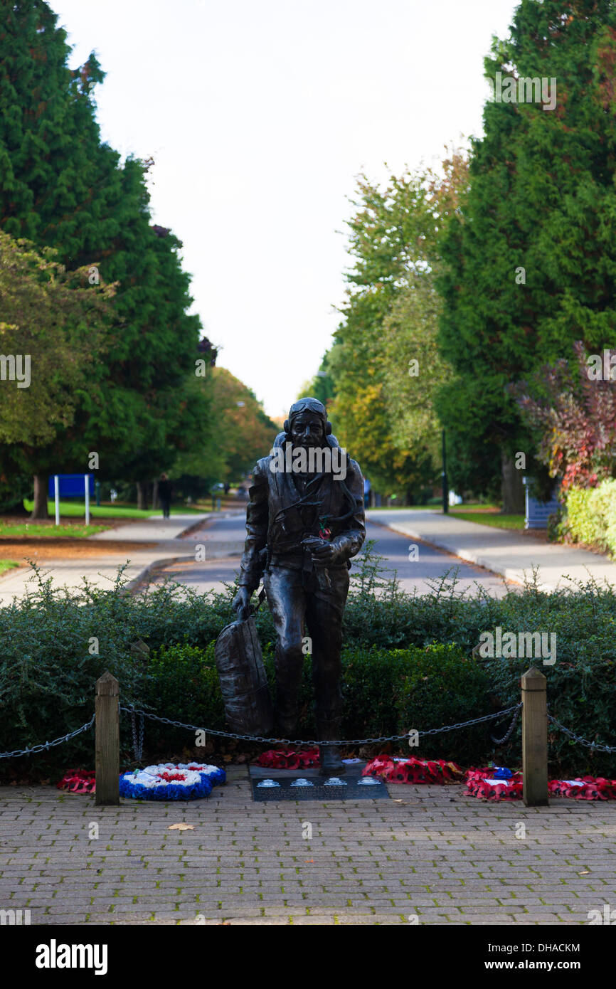 Statue  of a second World War aviator at RAF West Malling, Kent, UK Stock Photo