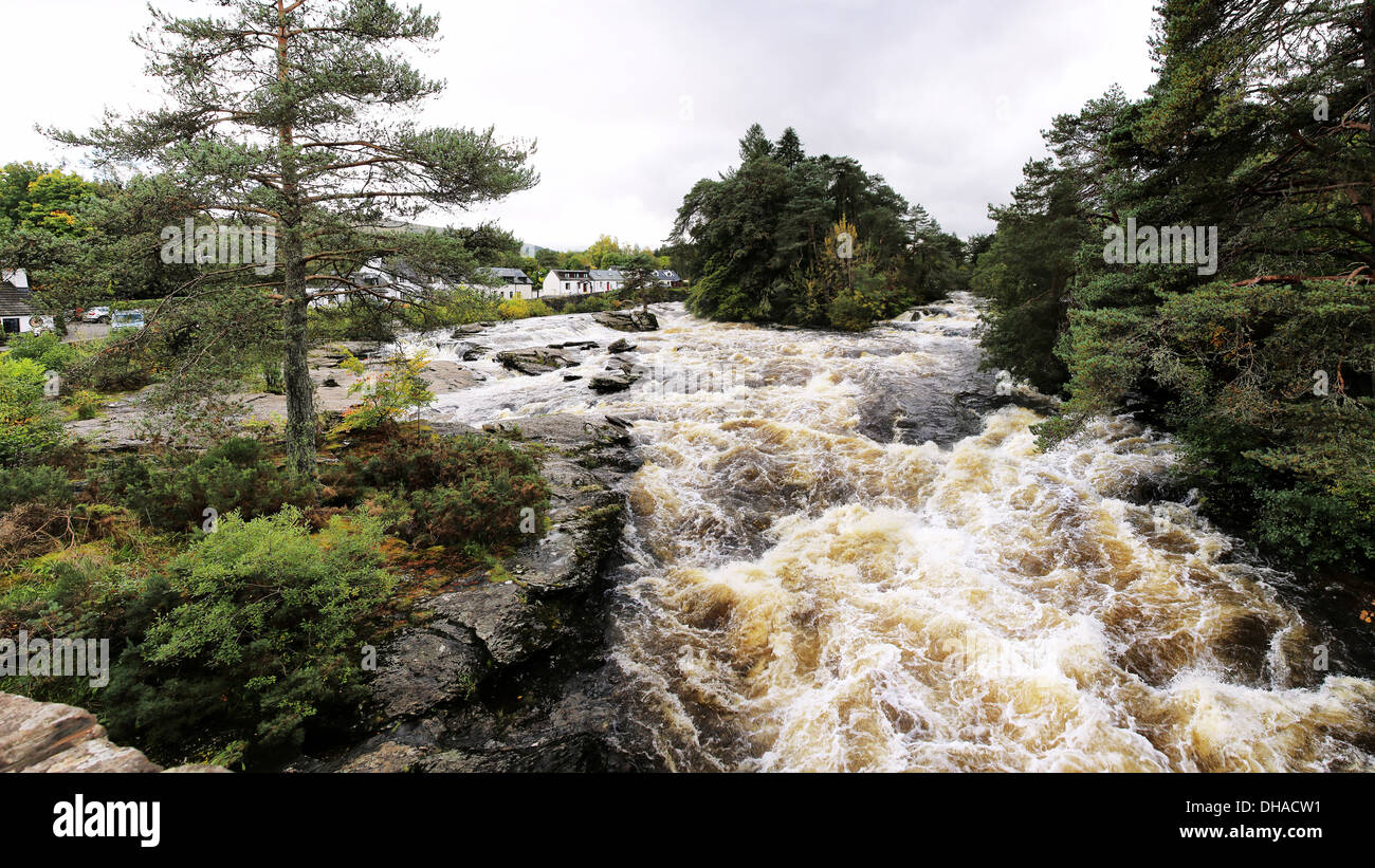 The  Falls of Dochart  in the village of Killin, at the end of Loch Tay in Perthshire, Scotland Stock Photo