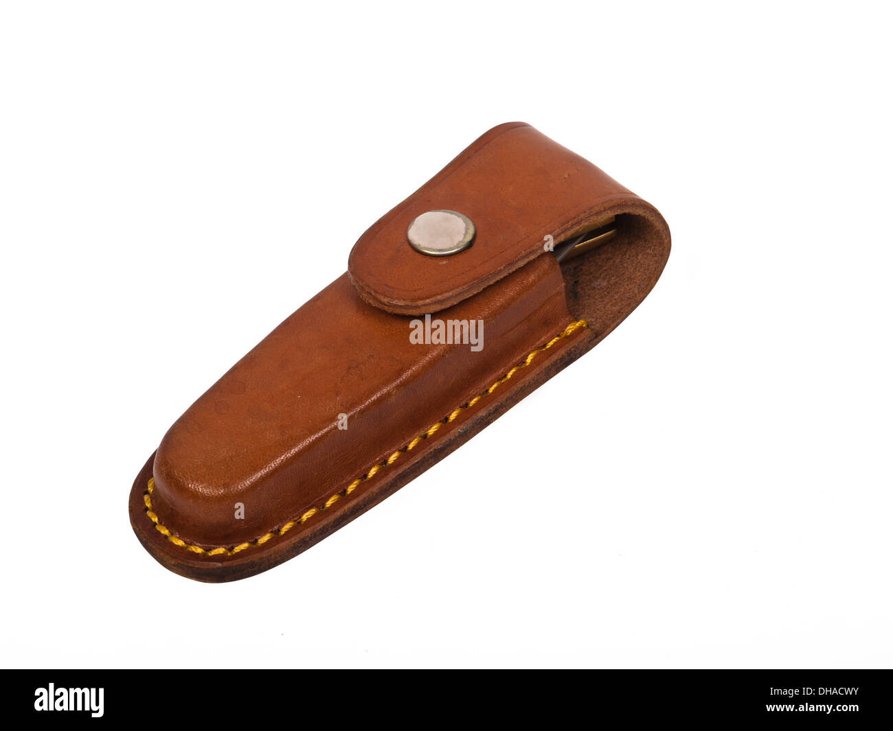 leather case with pocket knife Stock Photo