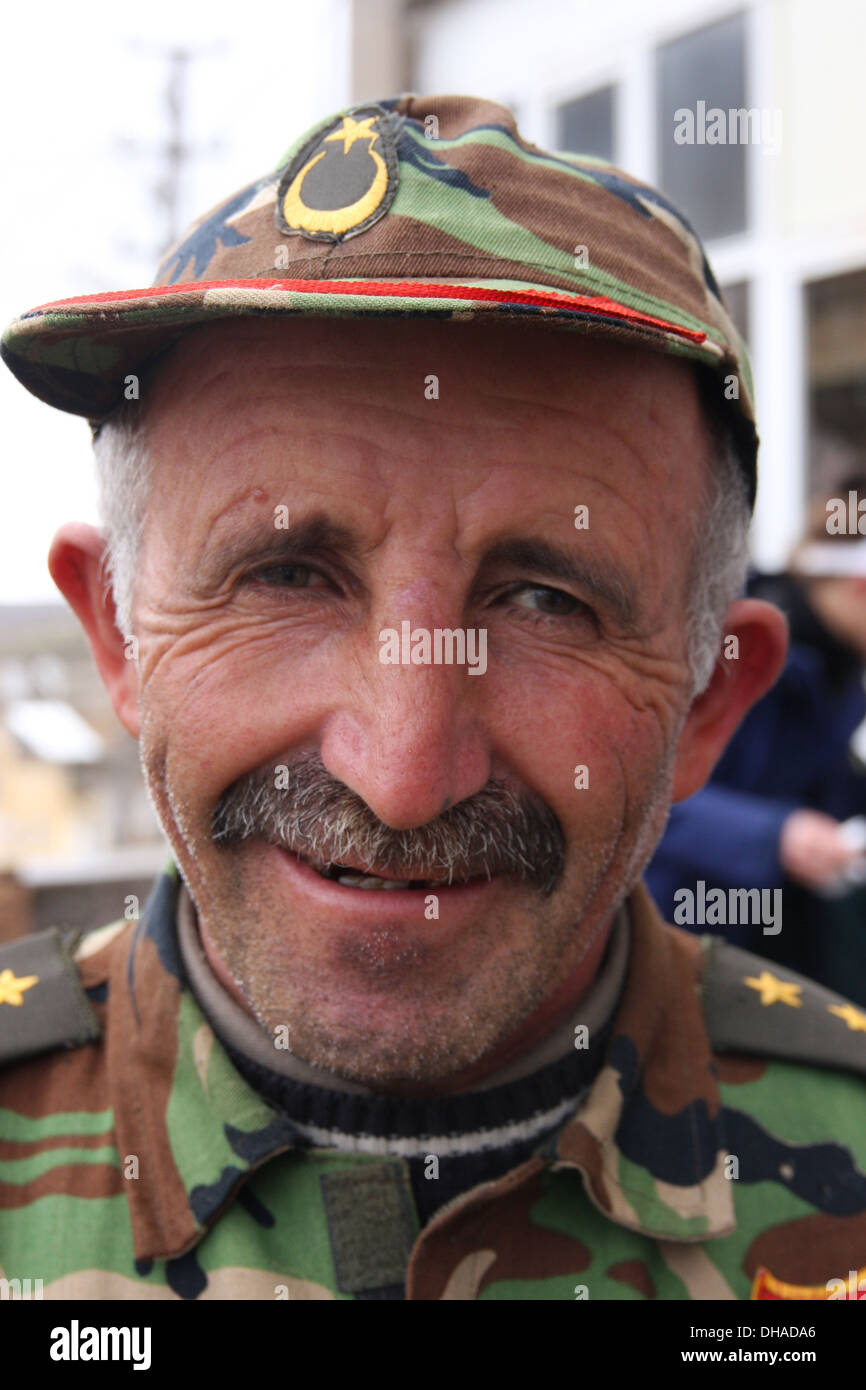 Traditional Muslim man in Istanbul, Turkey  wearing an army uniform Stock Photo