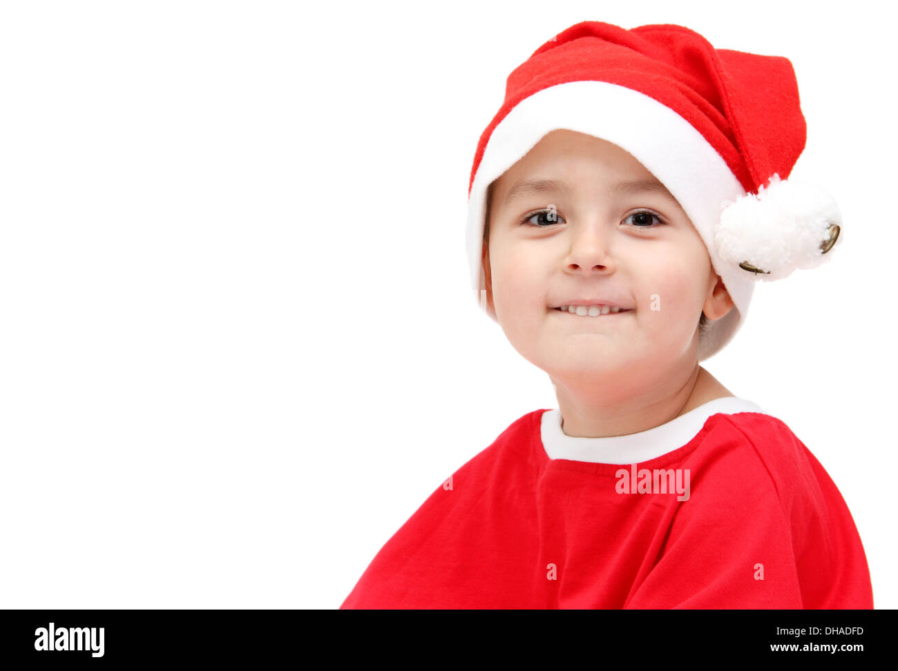 child in santa claus hat Stock Photo