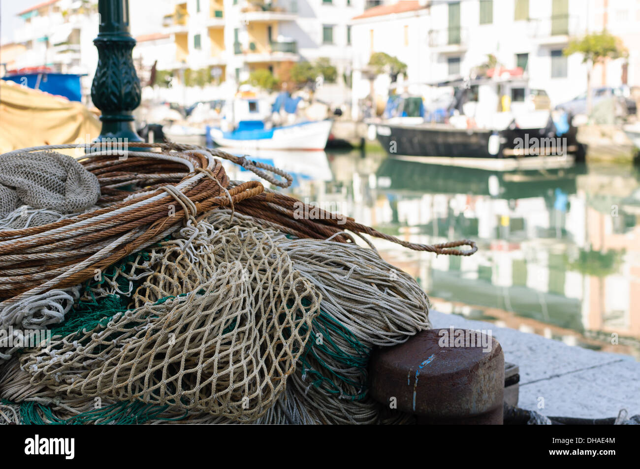 Fishnets on fish boat hi-res stock photography and images - Alamy