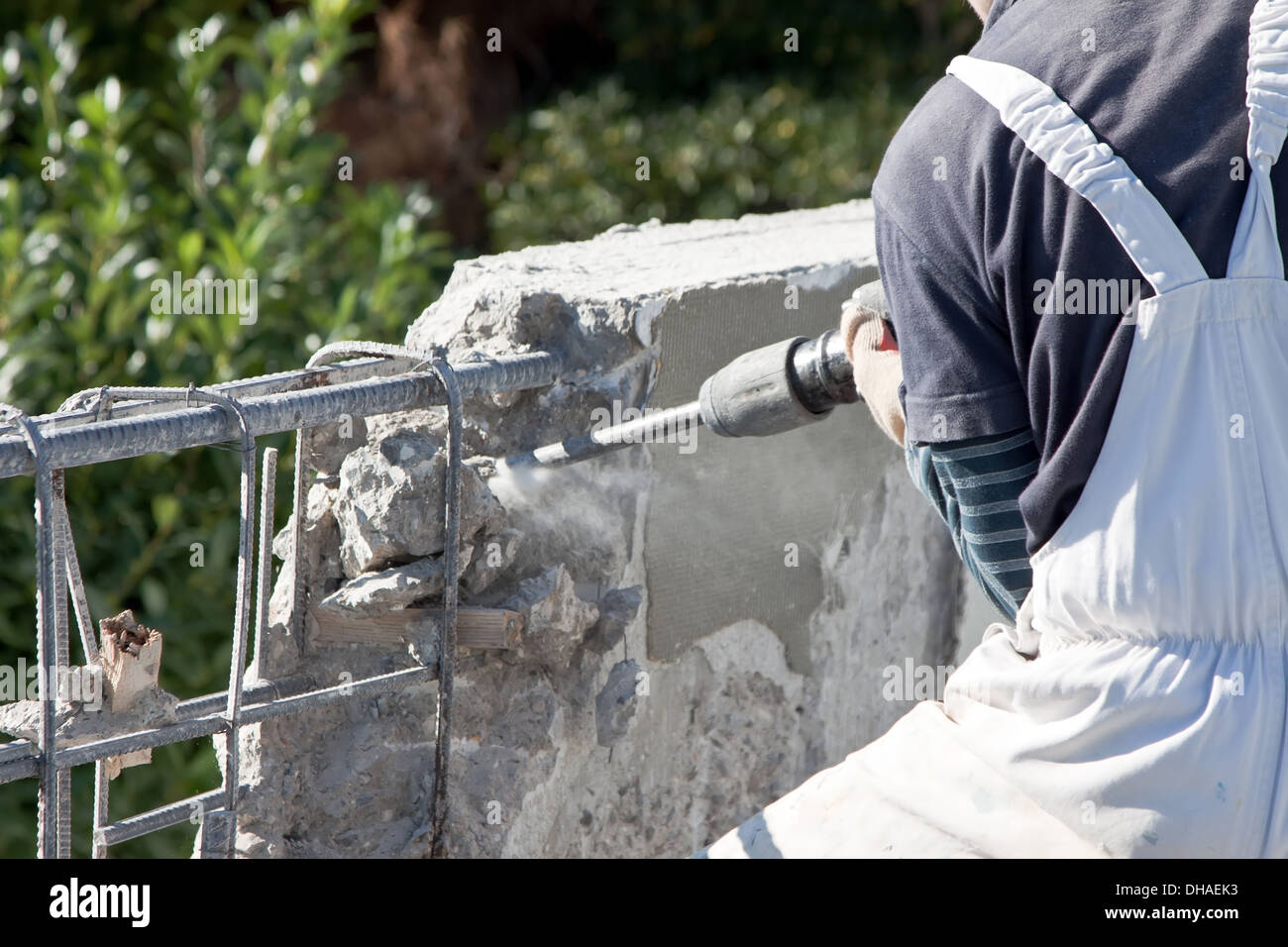 worker with machine drill in his hands Stock Photo