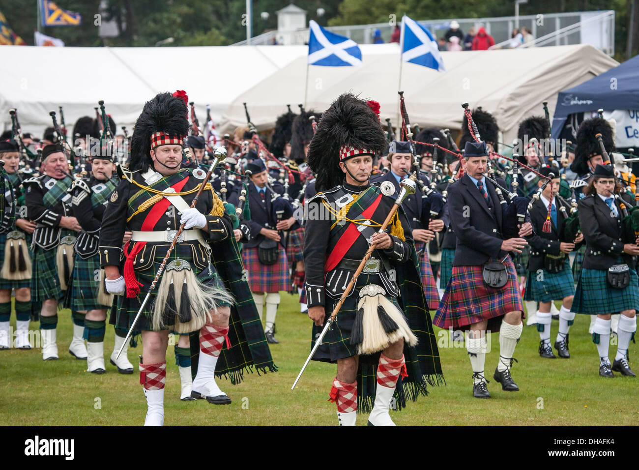 Scottish Marching band at the Aboyne Highland Games in Aberdeenshire