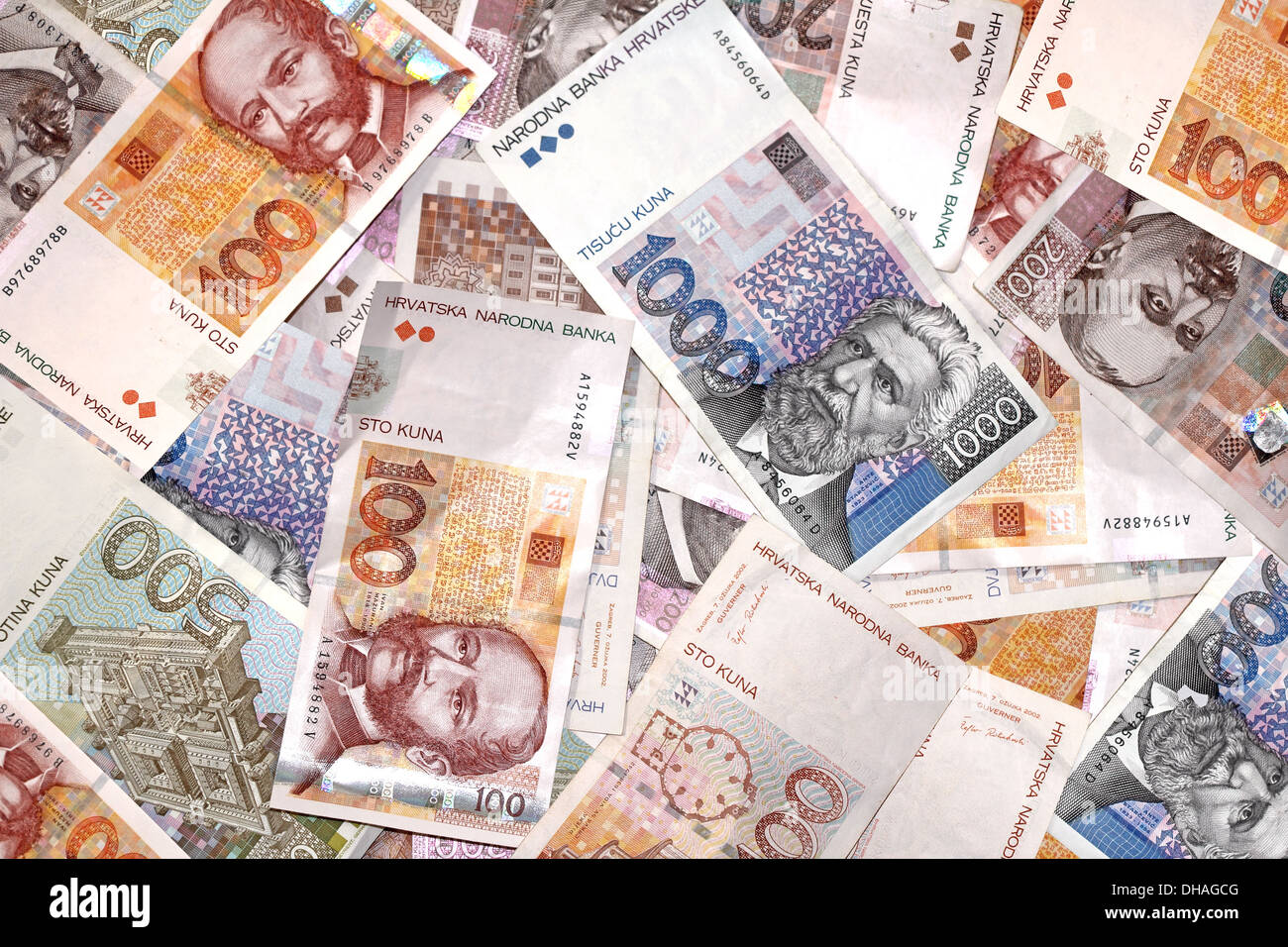 Croatian Kuna banknotes isolated on white background Stock Photo