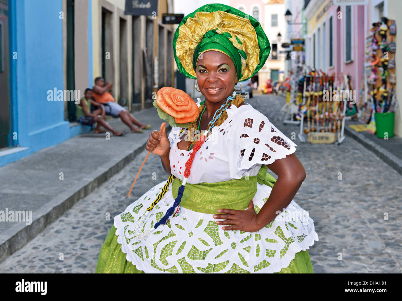 Brazil Bahia Baiana Ana Cristina In Traditional Candomble Dress In The Historic Center Of Salvador Da Bahia Stock Photo Alamy