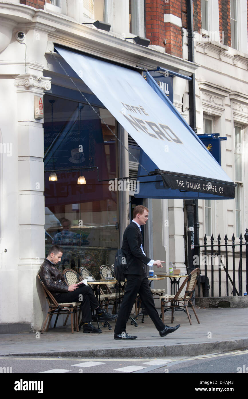 Caffè Nero coffee shop exterior in London, UK, popular European-style coffeehouse chain serving espresso, pastries, and light meals in an urban setting Stock Photo
