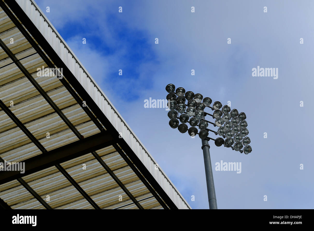 A view of floodlights at Craven Cottage, home to Fulham Football Club Stock Photo