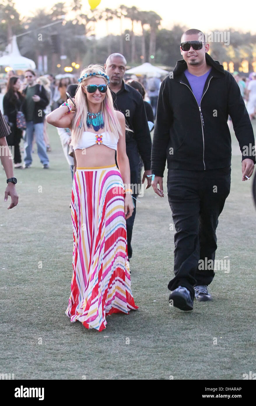 Paris Hilton and Dutch music producer DJ Afrojack (real name Nick van de  Wall) Celebrities at 2012 Coachella Valley Music and Stock Photo - Alamy