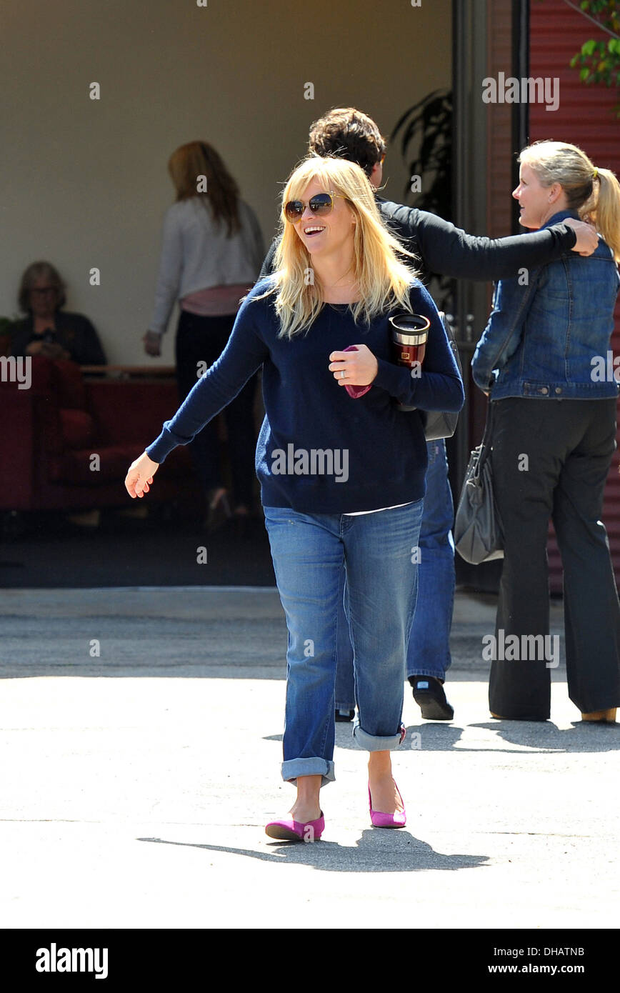 Reese Witherspoon and husband Jim Toth leaving church in Santa Monica