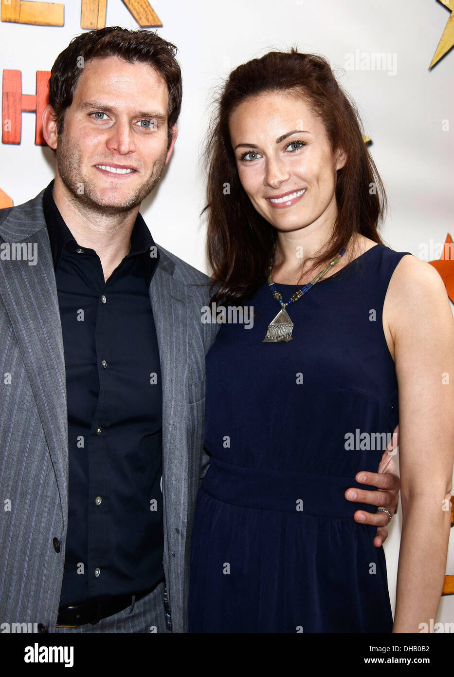 Steven Pasquale and Laura Benanti Broadway opening night of ‘Peter and Starcatcher’ at Brooks Atkinson Theatre – Arrivals New Stock Photo