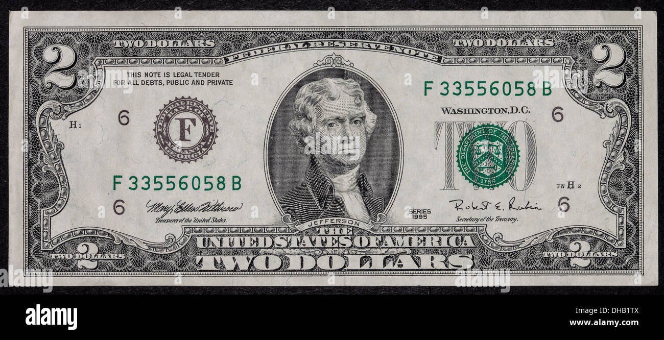 us 2 dollar bill Stock Photo