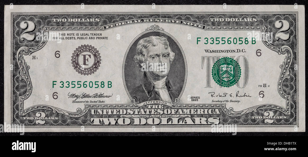 two dollar bill front and back