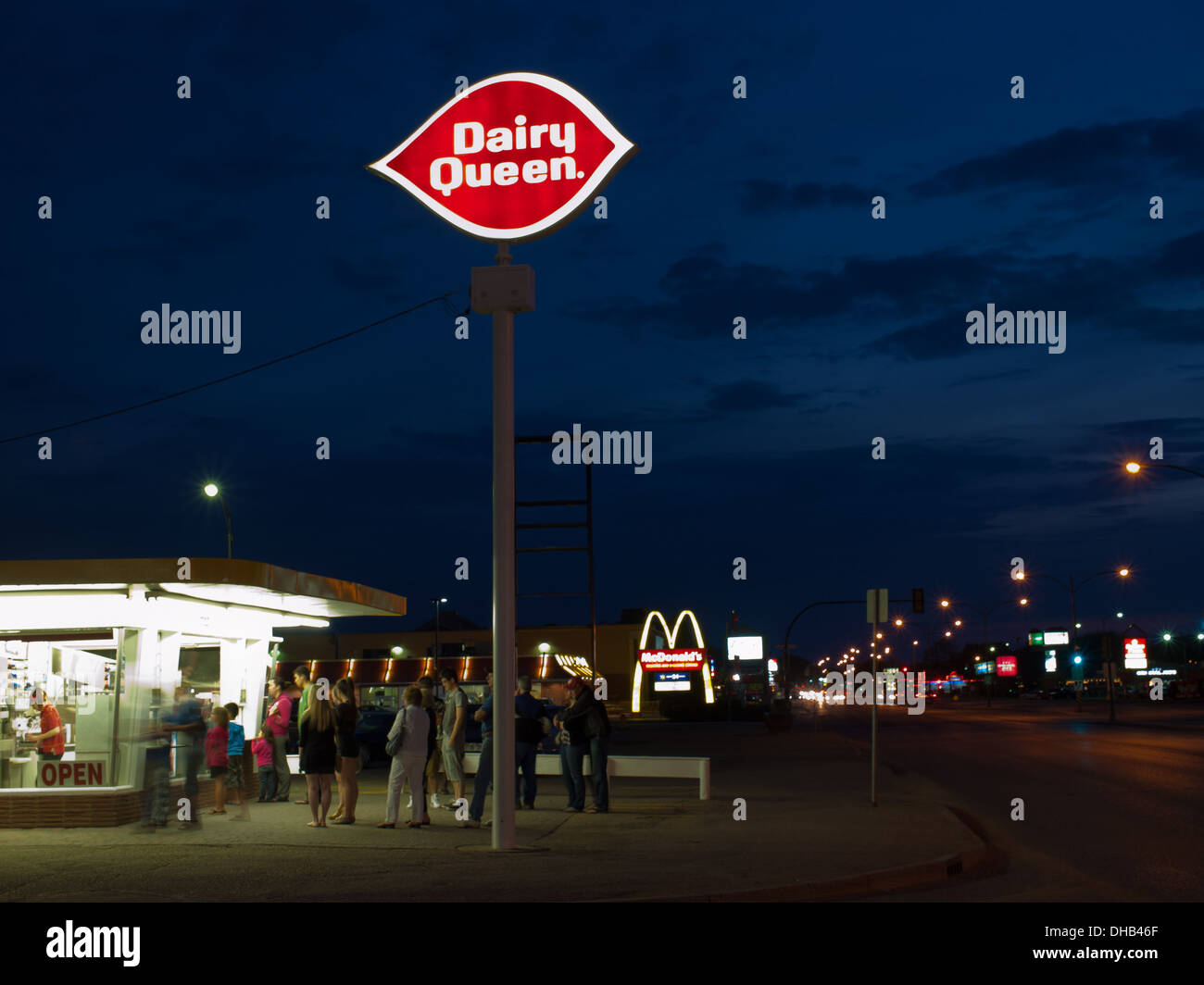 Dairy Queen Street View A Nighttime View Of A Crowd Waiting In Line For Ice Cream At The Dairy Queen  On 1722 - 8Th Street In Saskatoon, Canada Stock Photo - Alamy