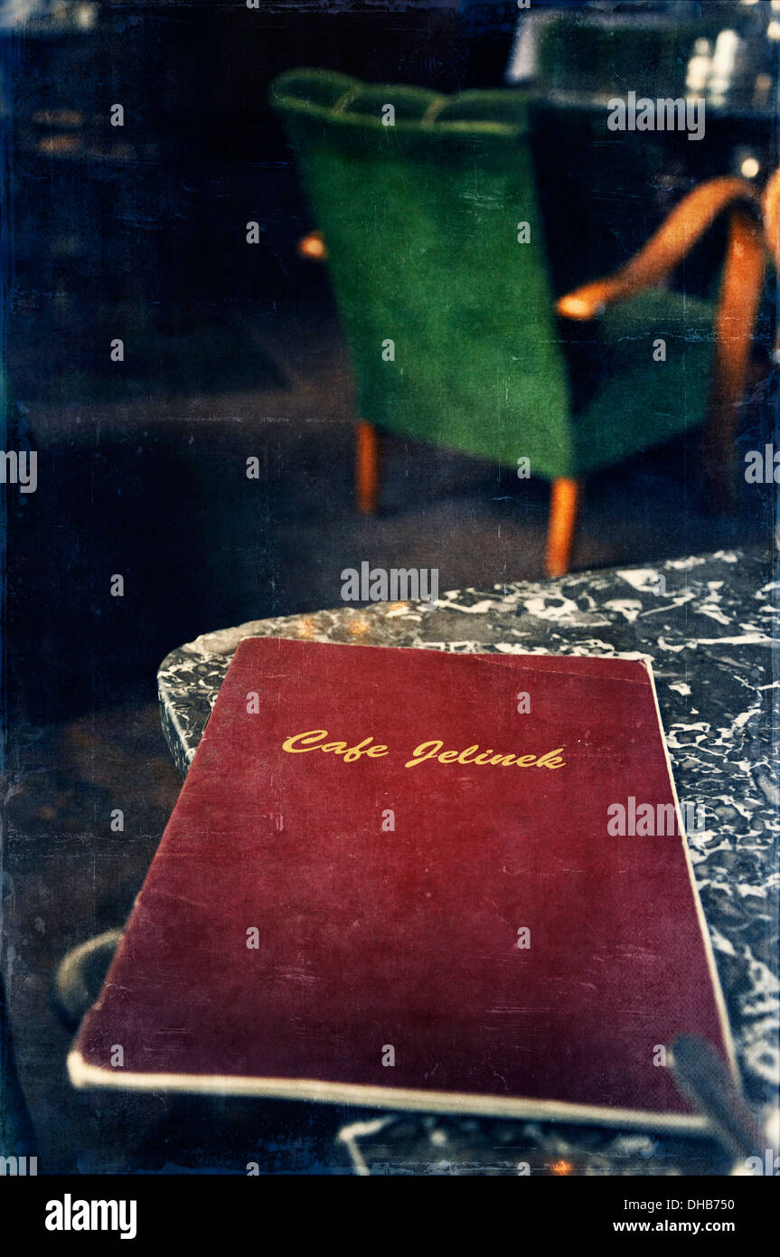 Menu on table, coffee house, Vienna, Austria Stock Photo Alamy