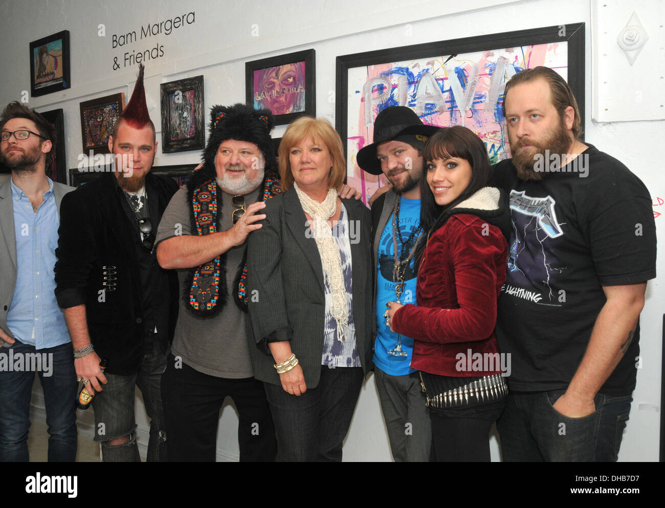 Ryan Gee Red Hawk Phil Margera April Margera Bam Margera Nikki B and Justin Muir Bam Margera & Friends art exhibition opening Stock Photo