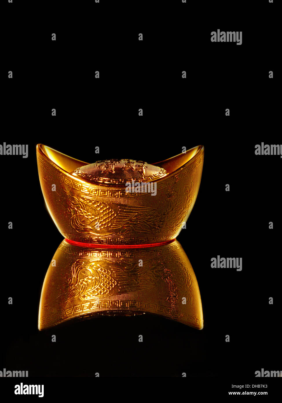 Chinese ancient currency gold ingot YUANBAO Stock Photo