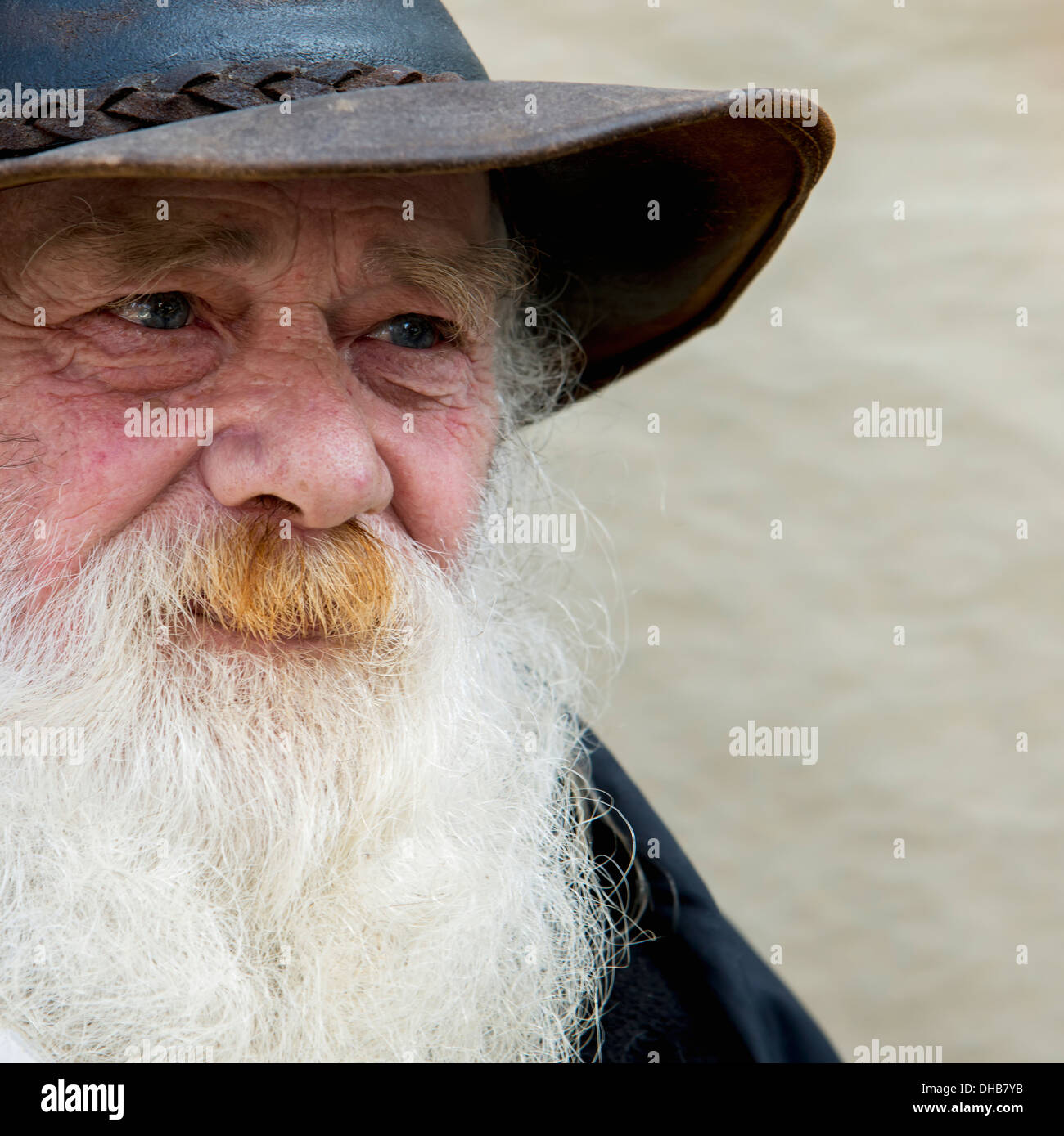 Portrait Of A Homeless Man With A Full White Beard; Seattle, Washington ...