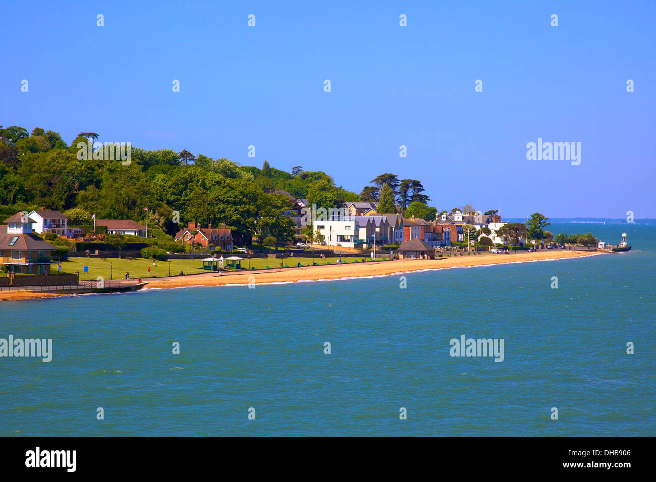 Cowes Beach from the Sea, Cowes, Isle of Wight, United Kingdom Stock