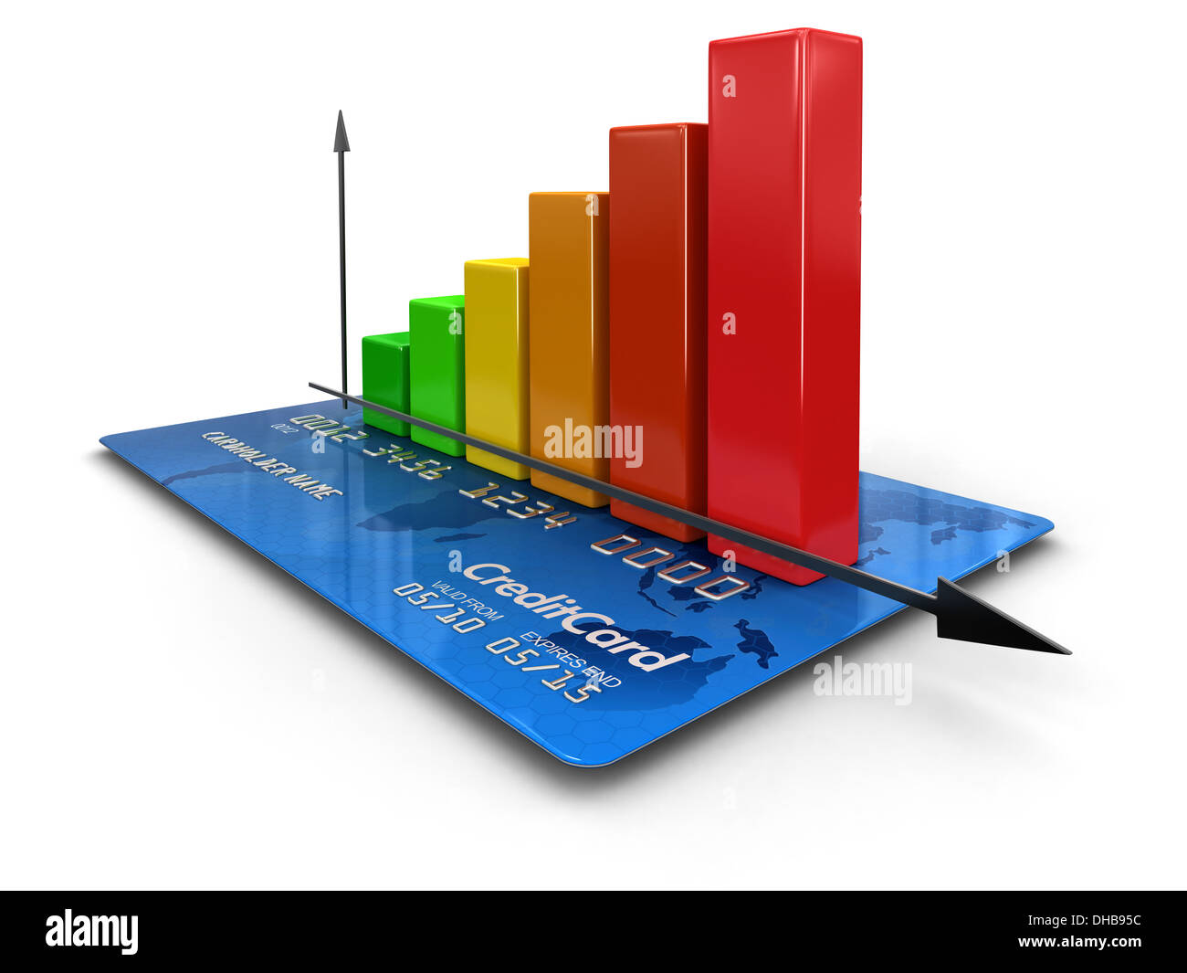 Graph with Credit Card (clipping path included) Stock Photo