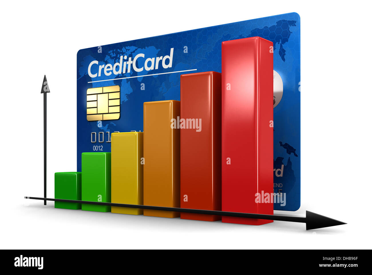 Graph with Credit Card (clipping path included) Stock Photo
