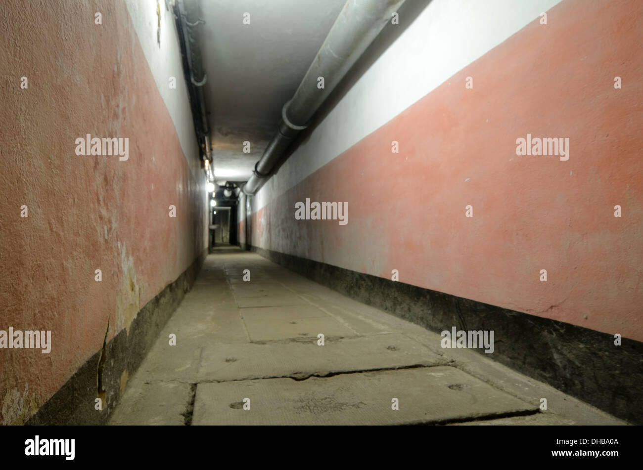 Abandoned or Empty Underground Corridor or Tunnel at Fort Saint Gobain on Maginot Line Modane France Stock Photo