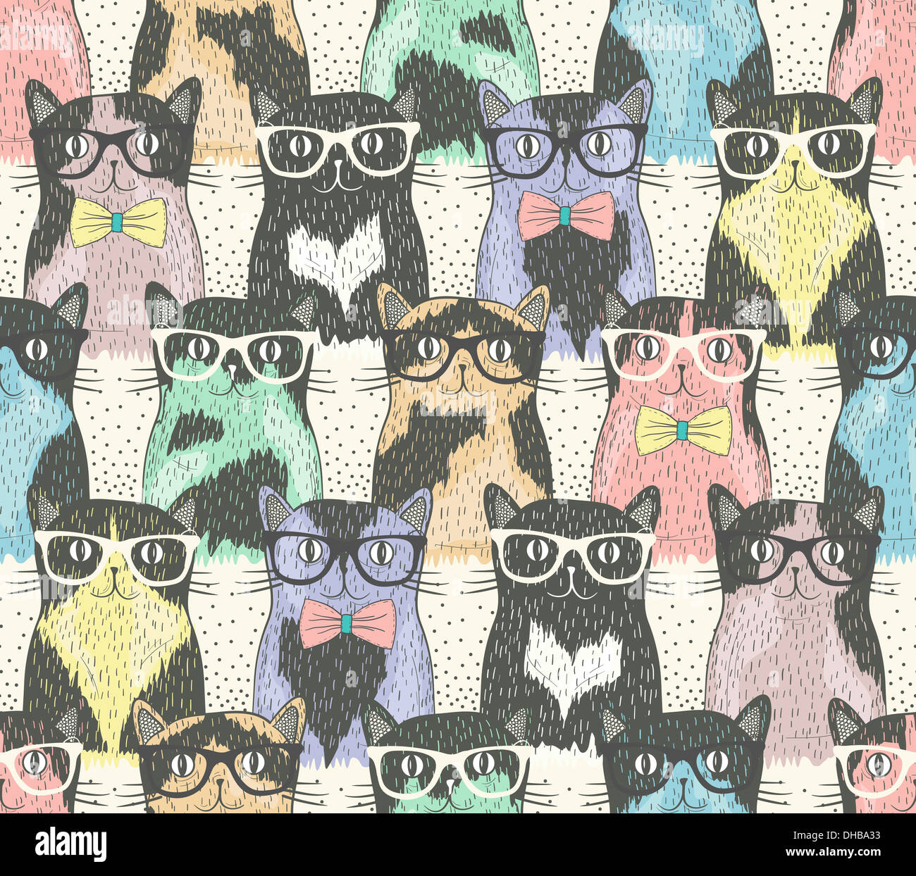 Seamless cute cats pattern hi-res stock photography and images - Alamy