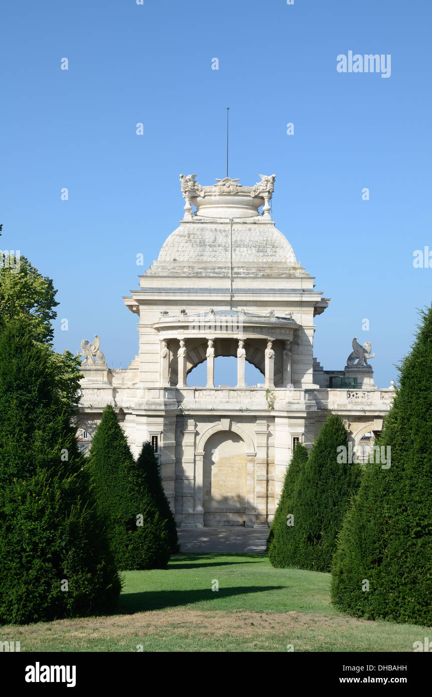 Palais Longchamp Park framed by an Avenue of Yew Trees & Gardens Marseille France Stock Photo
