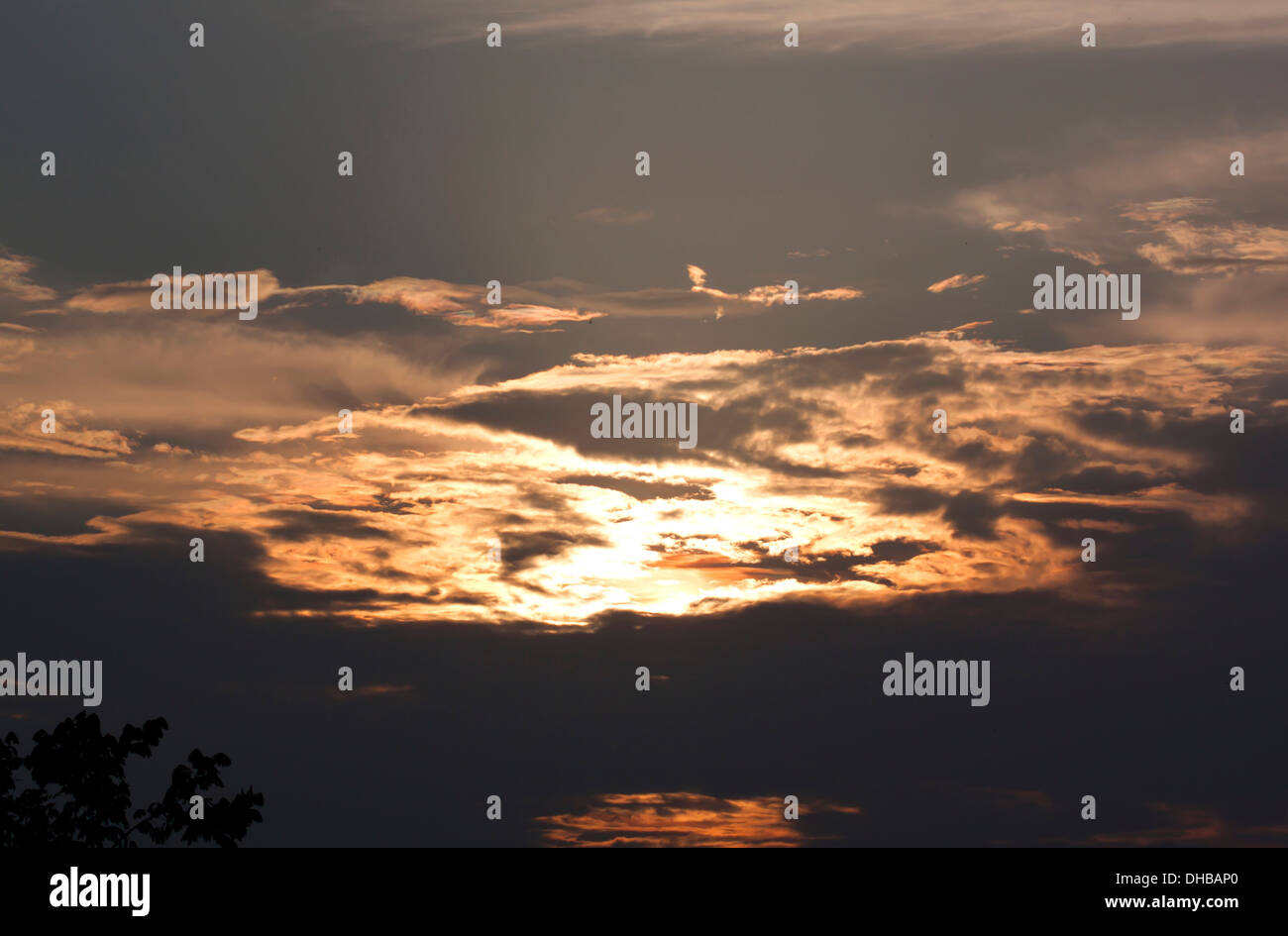 Sunset on the forests mountains beautiful sky Stock Photo - Alamy