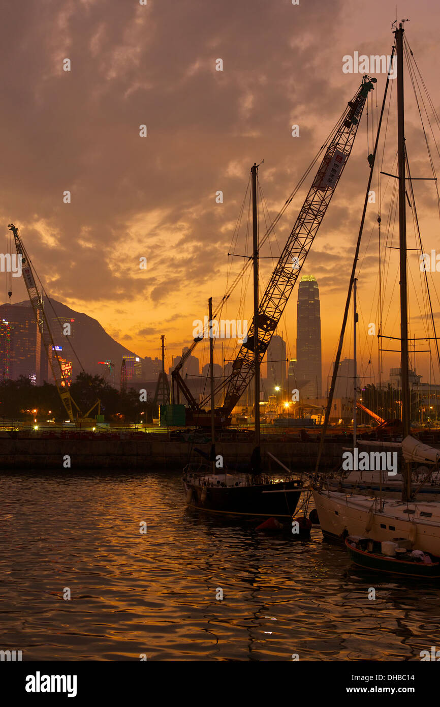 Sunset over Central, Hong Kong Island Skyline Stock Photo - Alamy
