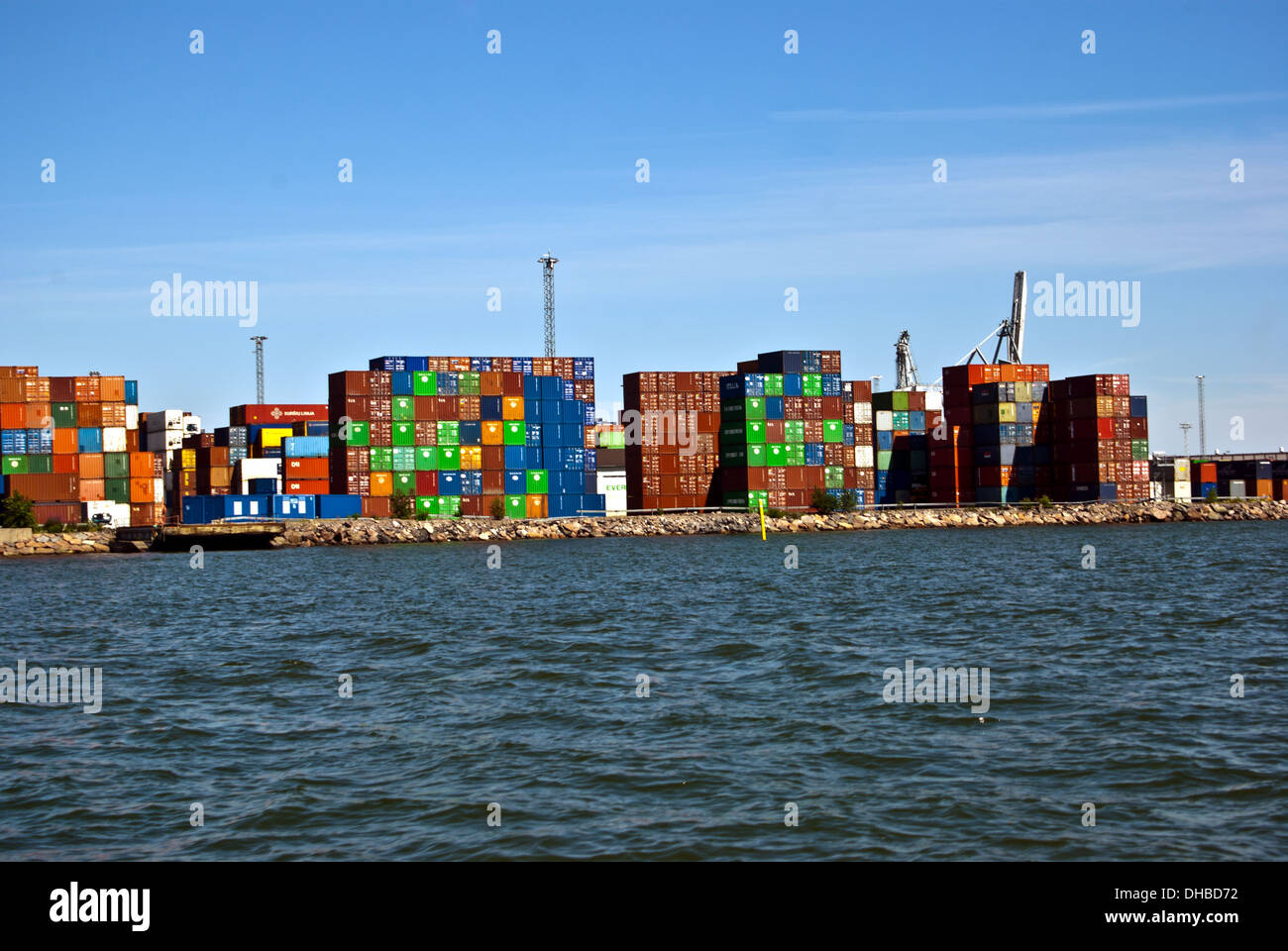 Stacked shipping containers Stock Photo