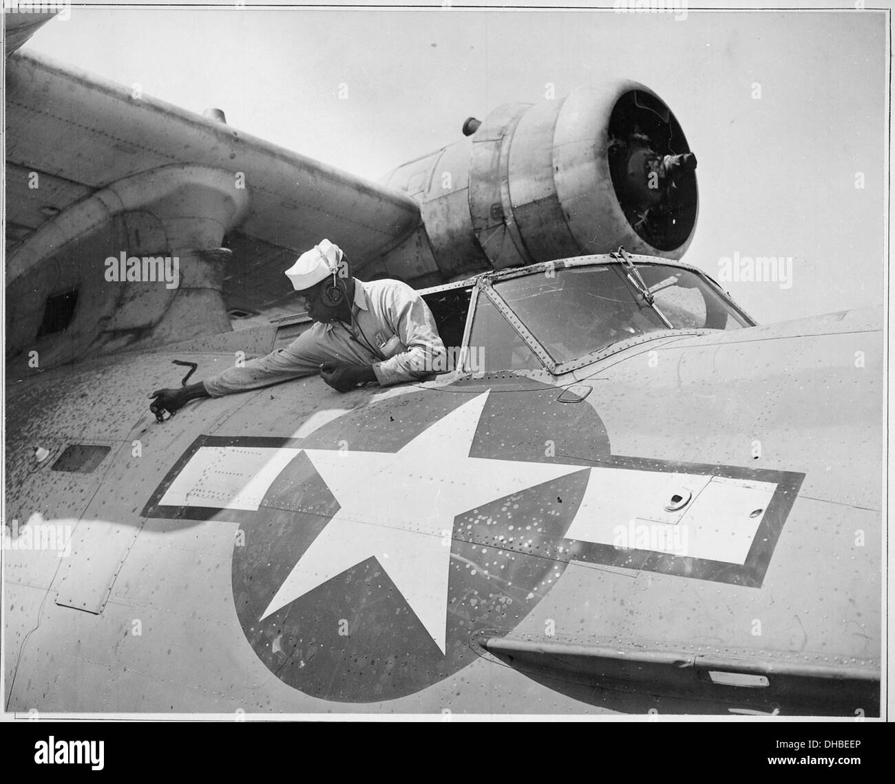 Negro mechanics work on PBY at NAS Seattle, WA, Alvin V. Morrison, AMM