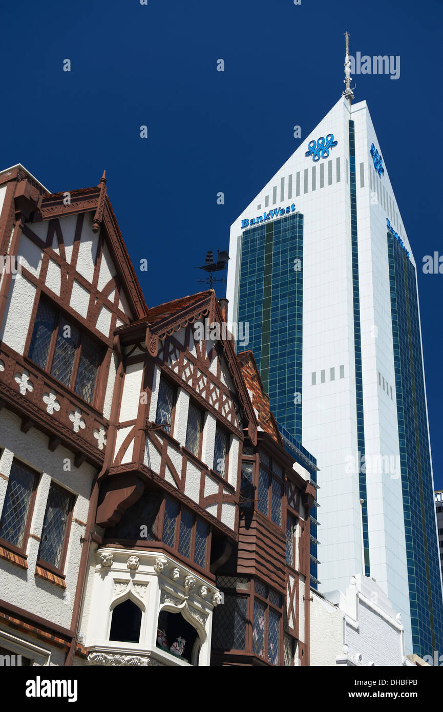 BankWest tower in Downtown Perth. Bankwest tower is a 52 storey office building in Perth Western Australia. Completed in 1988 Stock Photo