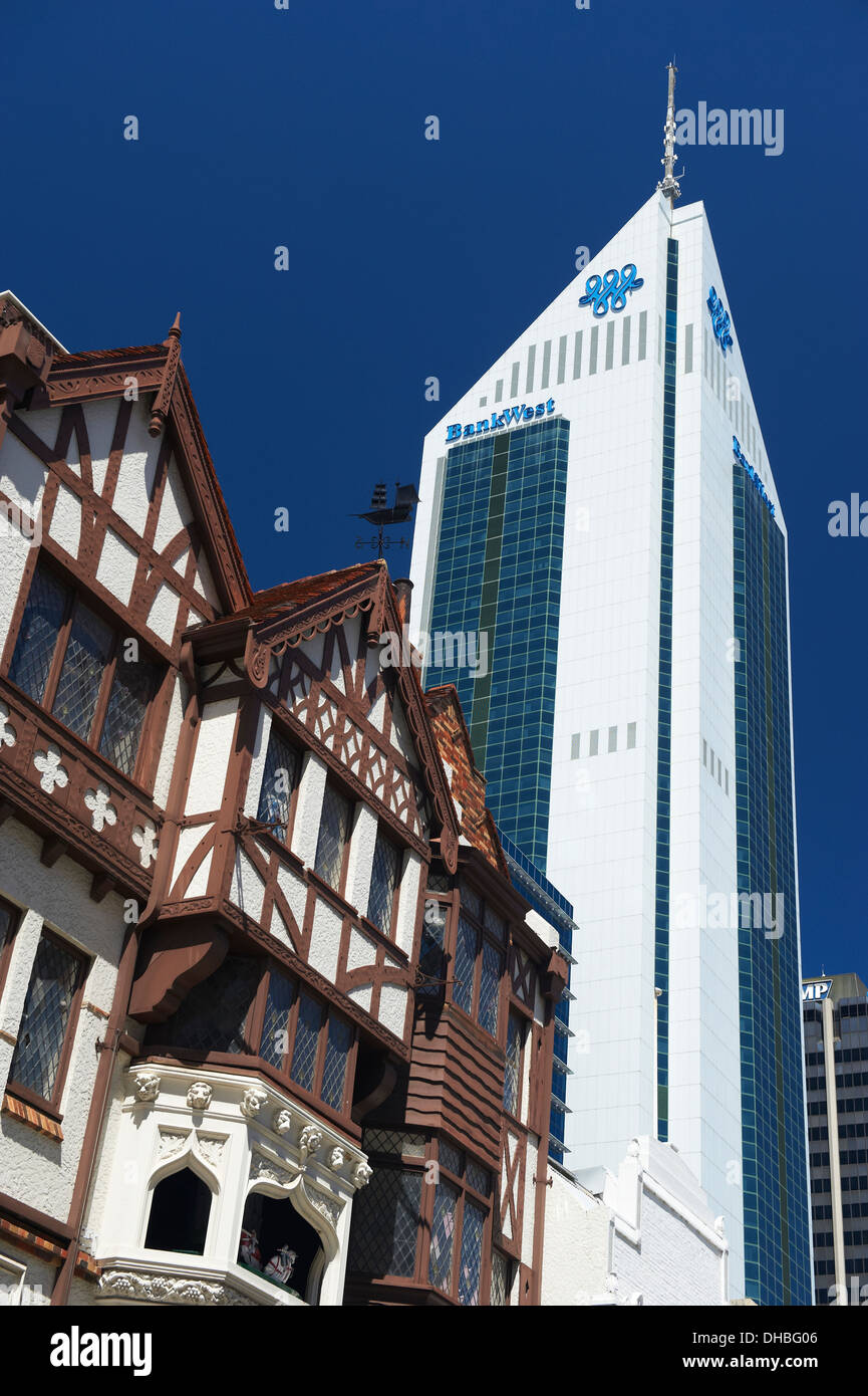 BankWest tower in Downtown Perth. Bankwest tower is a 52 storey office building in Perth Western Australia. Completed in 1988 Stock Photo