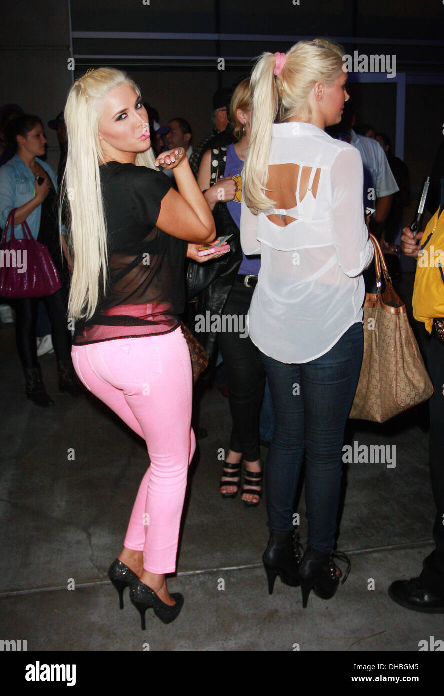 Karissa Shannon and Kristina Shannon aka Shannon Twins Celebrities arriving at Staples Center