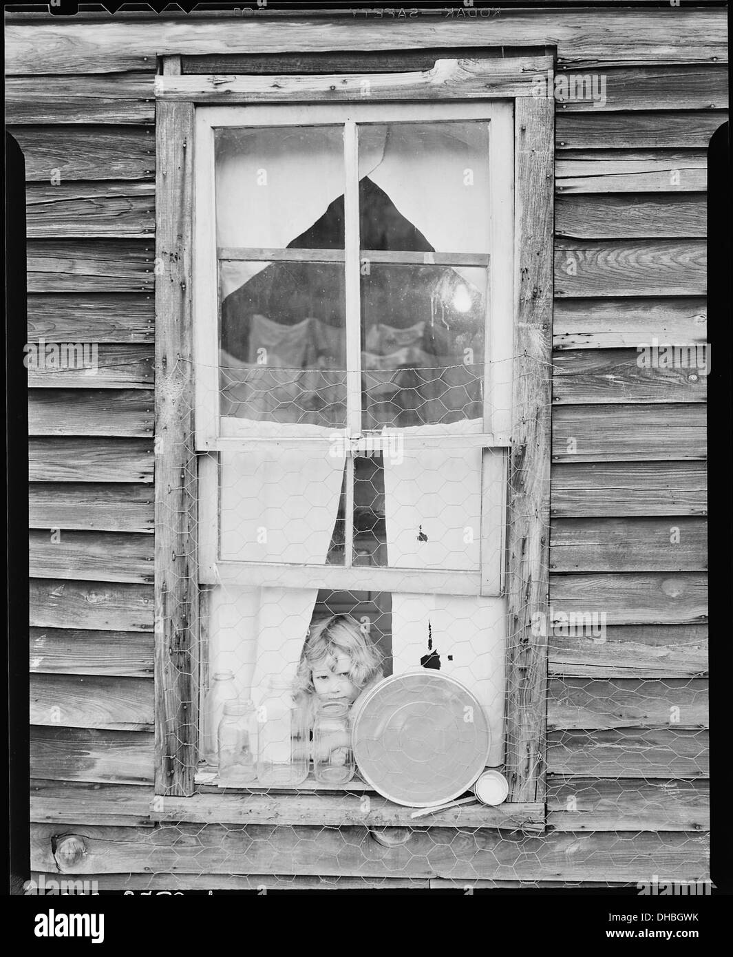 Bobbie Jean Sergent looking out the kitchen window. P V & K Coal Company, Clover Gap Mine, Lejunior, Harlan County... 541370 Stock Photo