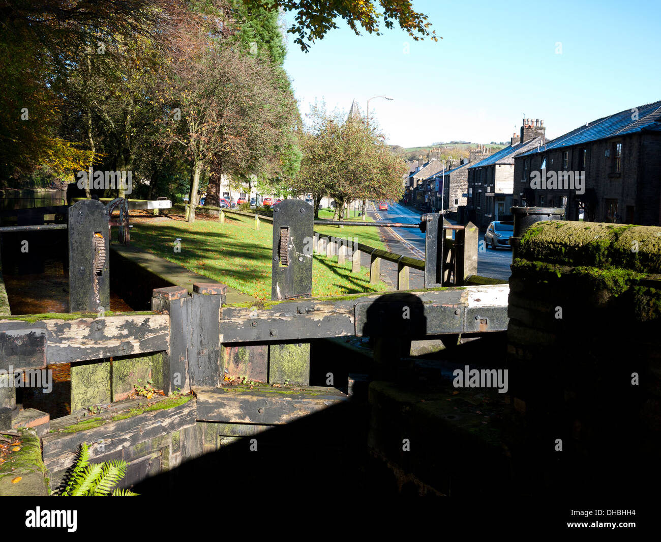 Lock Gates on the Huddersfield Canal, Uppermill, Oldham, Greater Manchester, UK Stock Photo Alamy