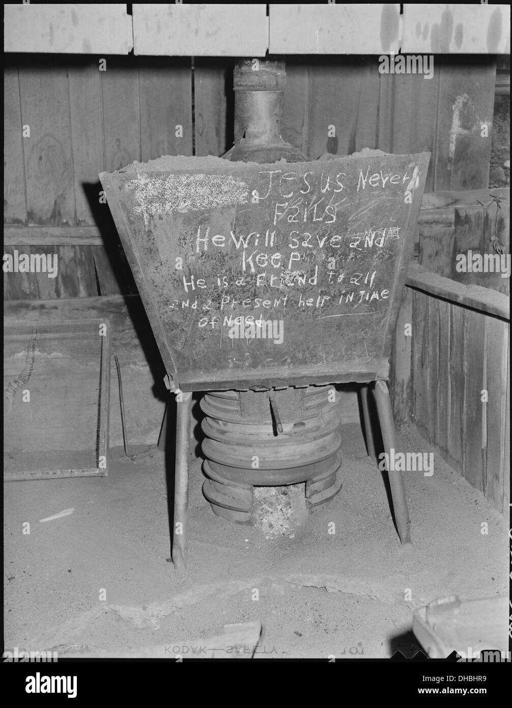 Chalk written sign on sand dryer. P V & K Coal Company, Clover Gap Mine, Lejunior, Harlan County, Kentucky. 541291 Stock Photo