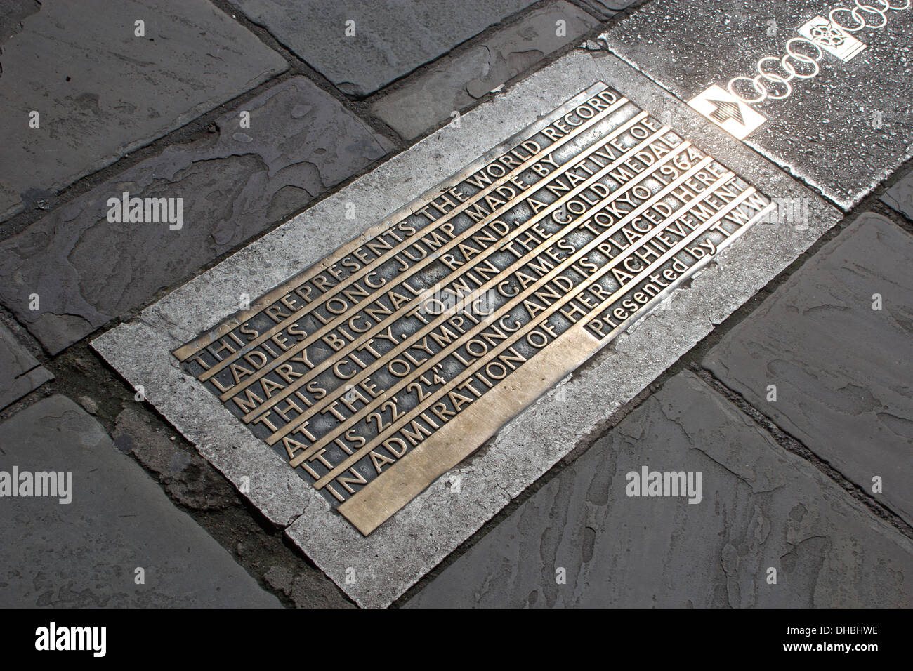 Tribute to Mary Rand in the UK city of Wells, Somerset, England UK Stock Photo