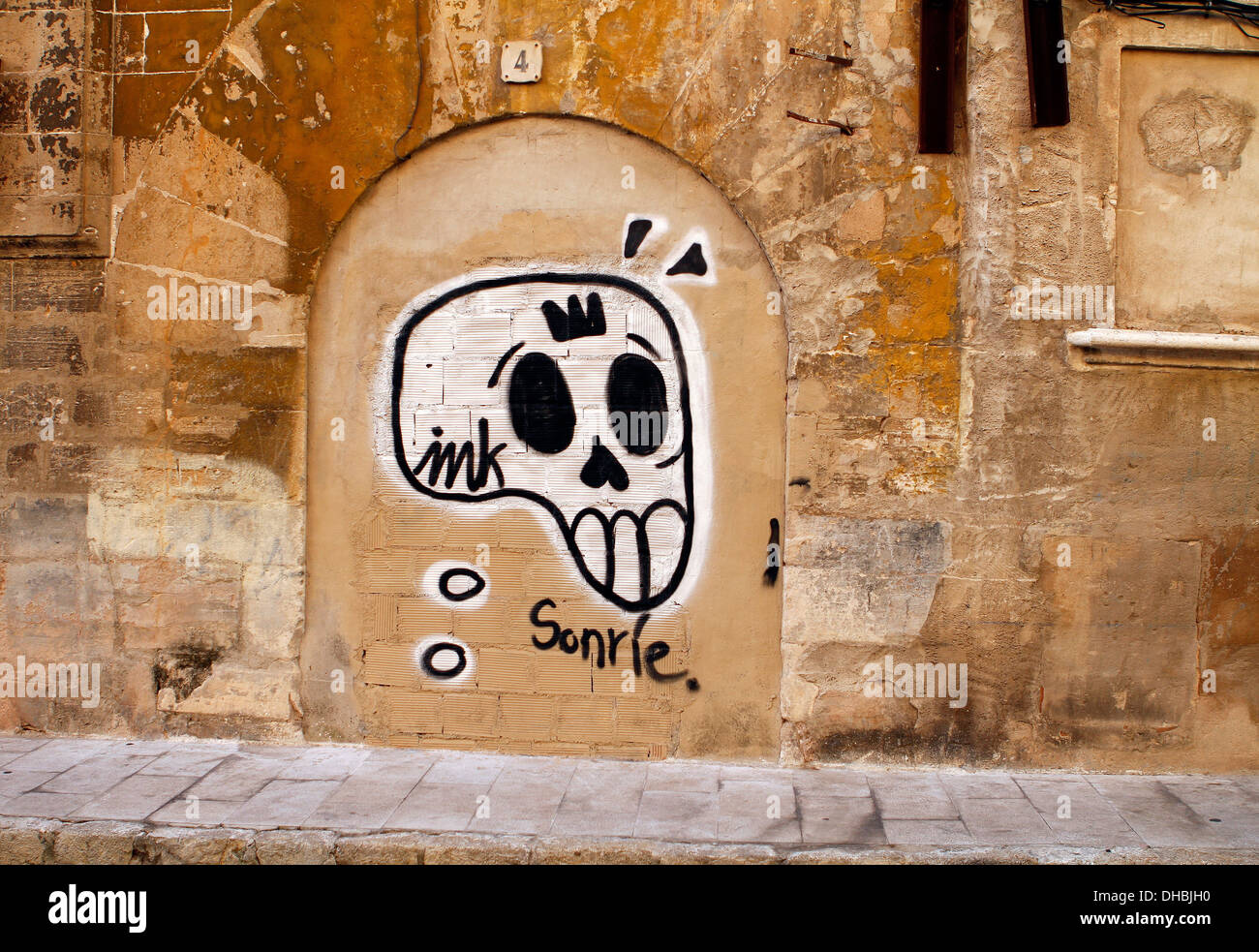 Street art seen in a wall in Palma de Majorca, on the Spanish Balearic island. Stock Photo