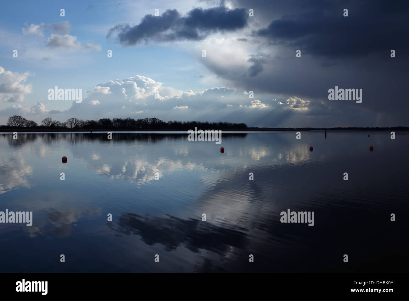 A storm passes over the Norfolk Broads at Hickling Broad, Norfolk ...