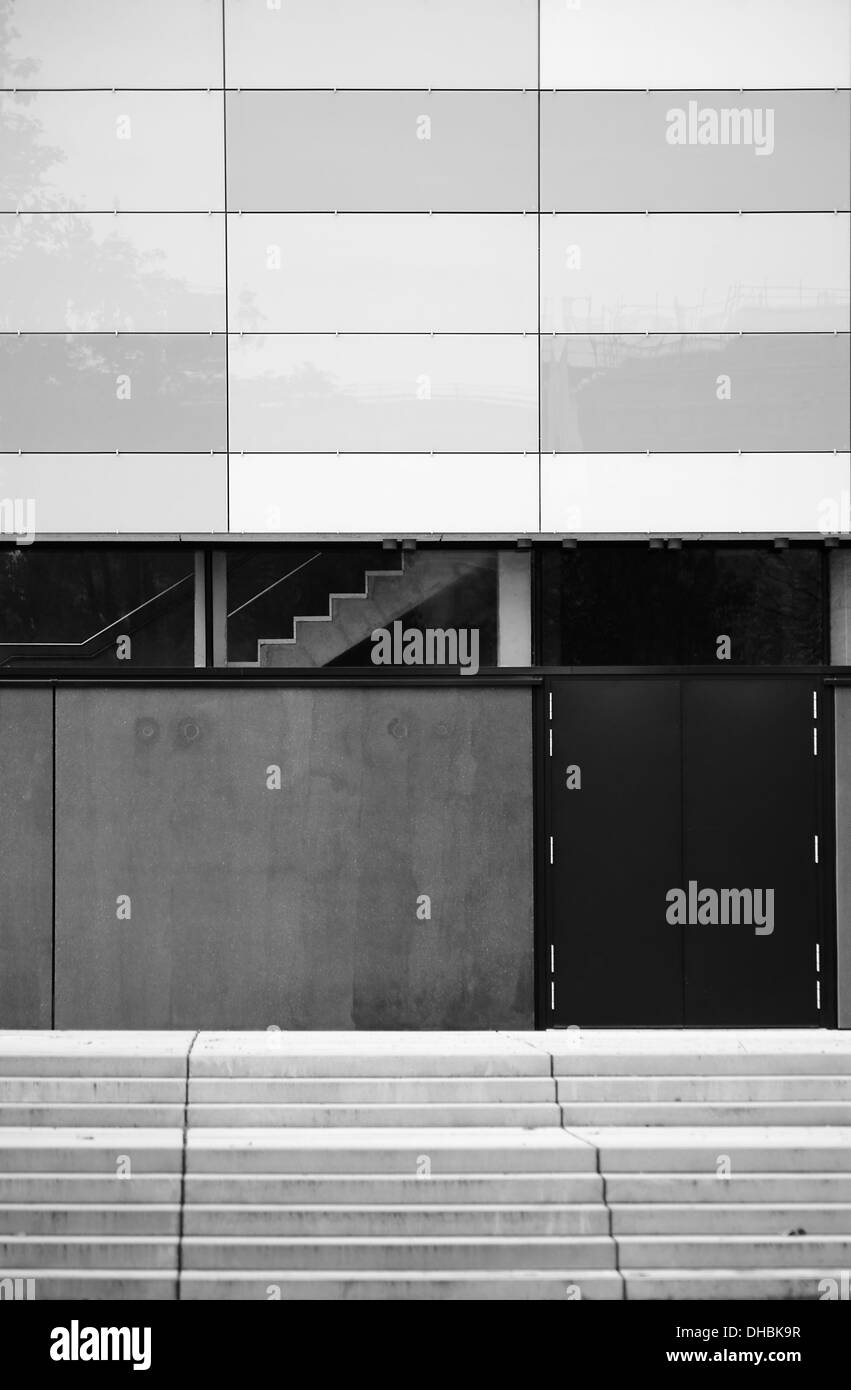 Modern brick building facade Black and White Stock Photos & Images - Alamy