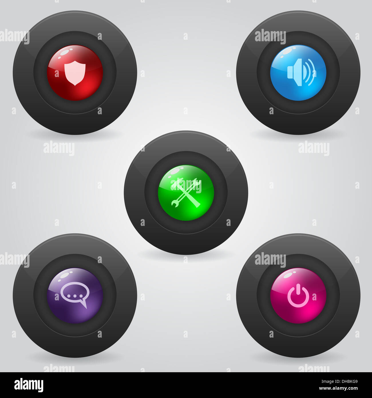 Inner Buttons Matte web button set with shiny inner spheres Stock Photo - Alamy