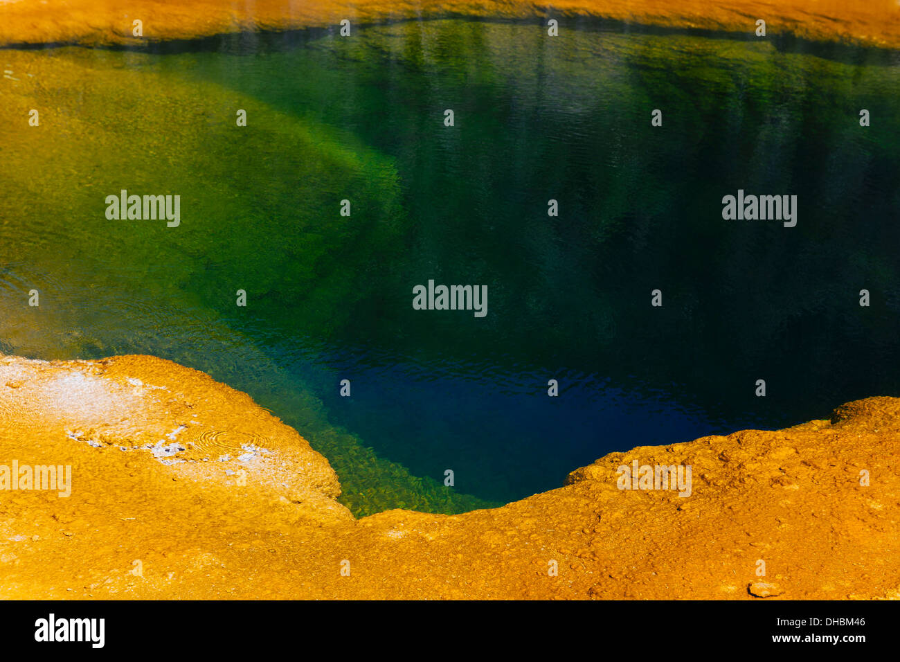 Detail of colourful water mineral deposits and rock formations from