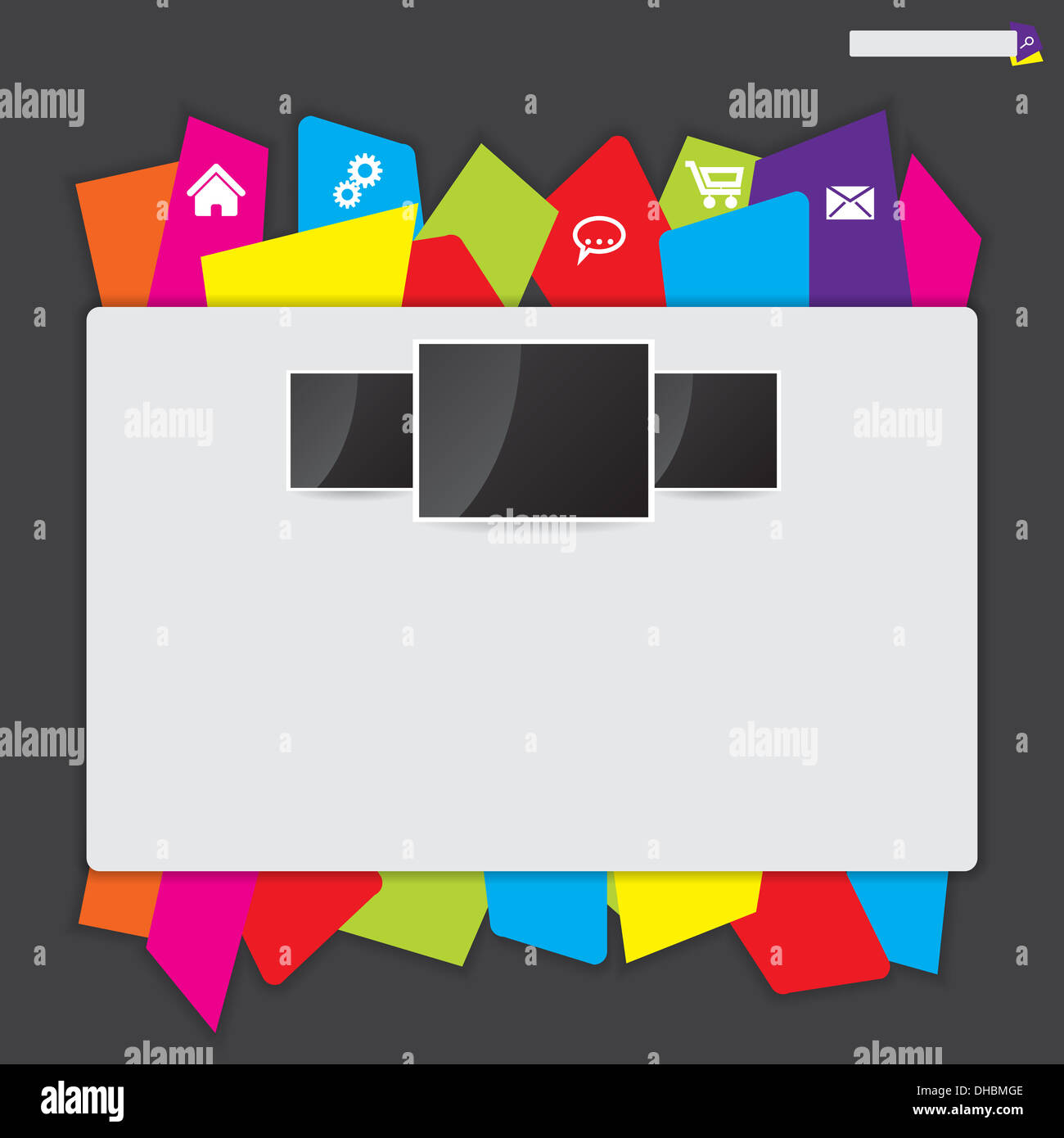 Website design with color paper label button bar Stock Photo - Alamy