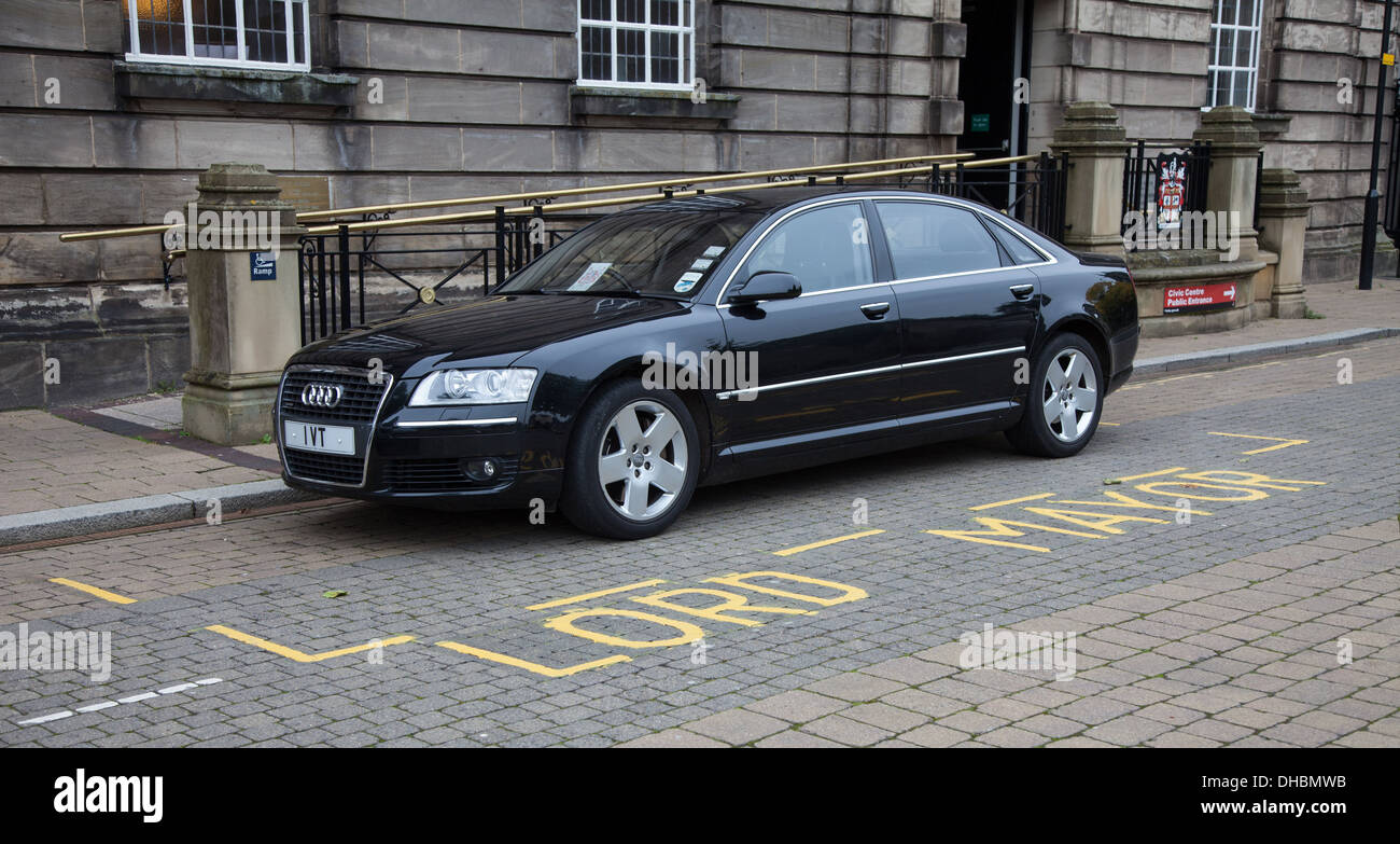 The Lord Mayor's car parked outside the Civic offices of Stoke City