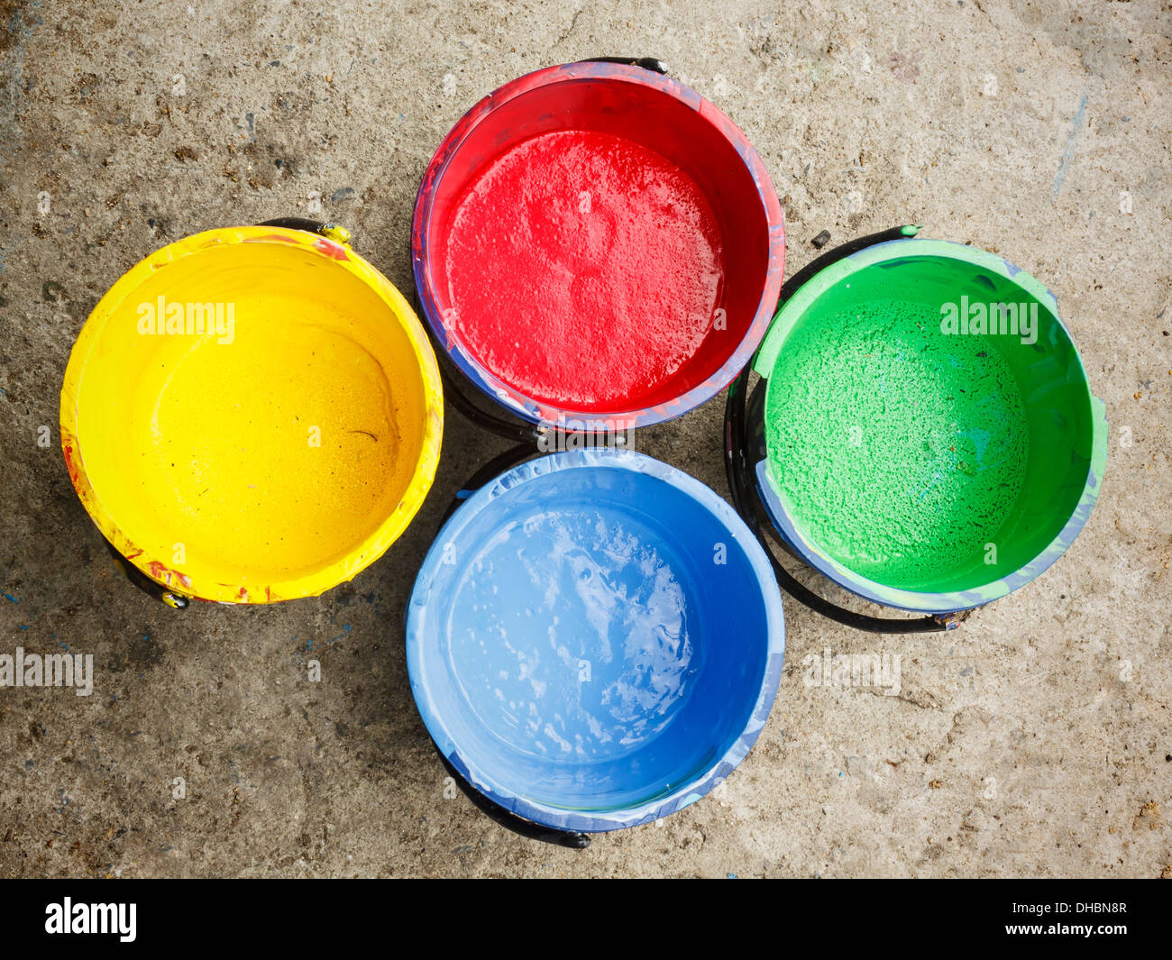 Old containing colorful plastisol silkscreen. Stock Photo