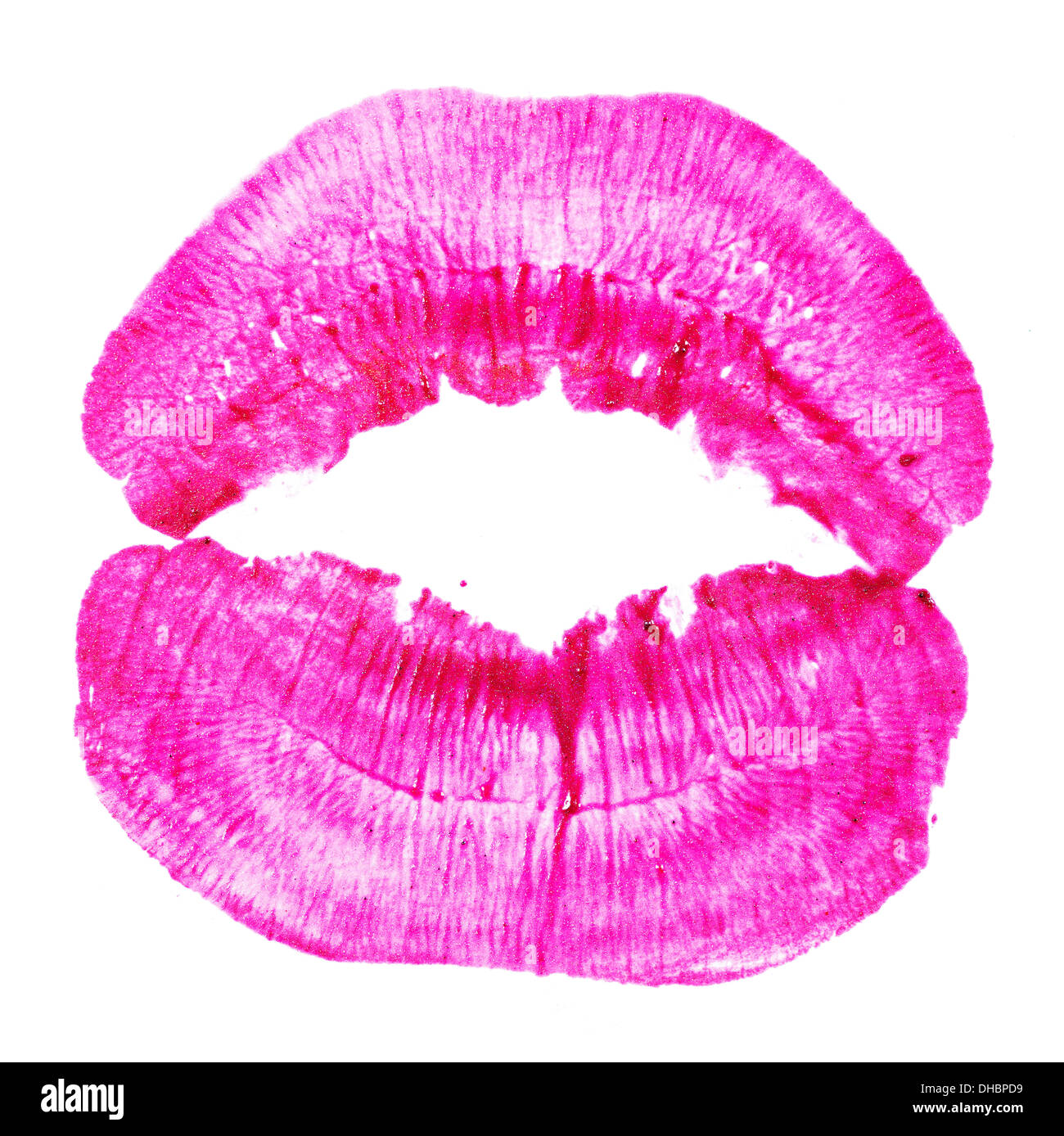 Pink lipstick kiss. Square composition. Stock Photo